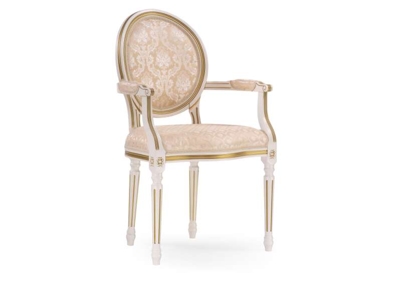 Стул деревянный Данте молочный с золотой патиной (57x55x96). 