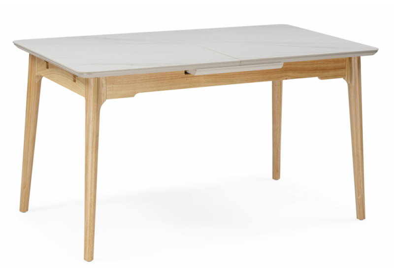 Керамический стол Halmar 140(180)x80 белый спеченный камень / светлое дерево (80x77,5). 