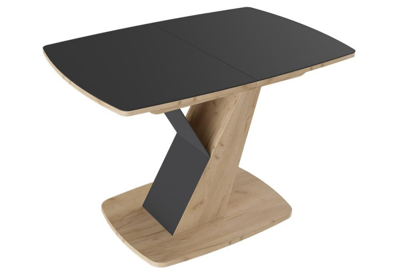 Стол деревянный Гарда Тип 1 дуб крафт золотой / стекло матовое чёрный графит (75x75). 