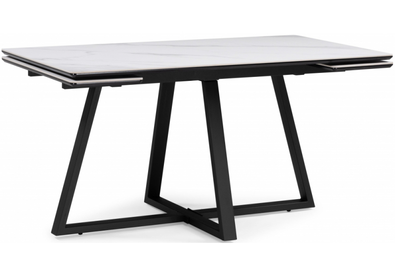 Керамический стол Памелла 140(200)х80х75 белый мрамор snow white / черный (80x75). 
