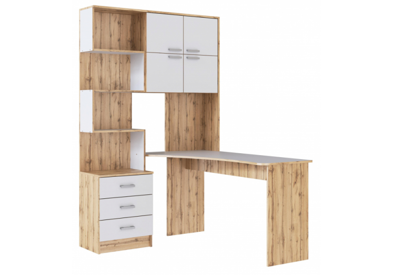 Компьютерный стол Ганор правый дуб вотан / белый (200). 