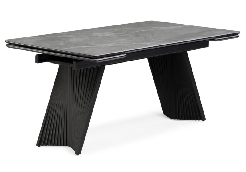 Керамический стол Вейв 140(200)х80 серый мрамор larka grey / черный (80x75). 