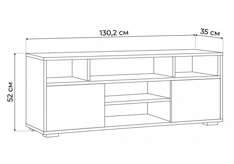 ТВ-тумба Чезаре c подсветкой черный / черный (130,2x35x52)