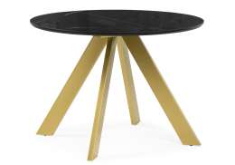 Стол стеклянный Галвестон 1 100х76 обсидиан / черный / золото (100x76)