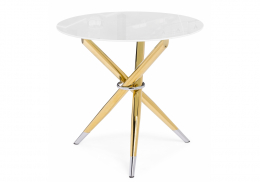 Стол стеклянный Rock 80х75 white / gold (80x75)